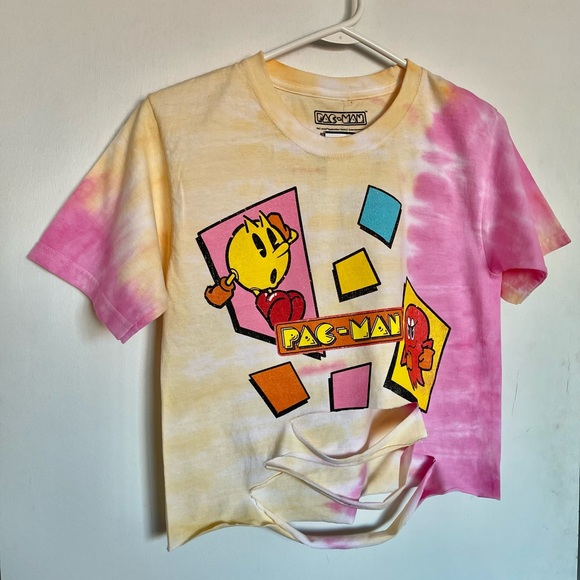 PAC Man C-Life Tie Dye Crop T-Shirt - Size S - Picture 2 of 10